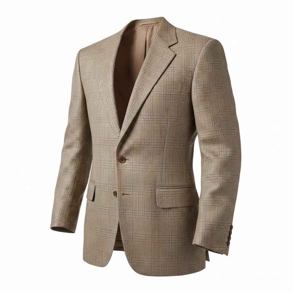 VTG Oxxford Clothes 41R Plaid Camel Hair Silk Blazer Neiman Marcus Sport Coat